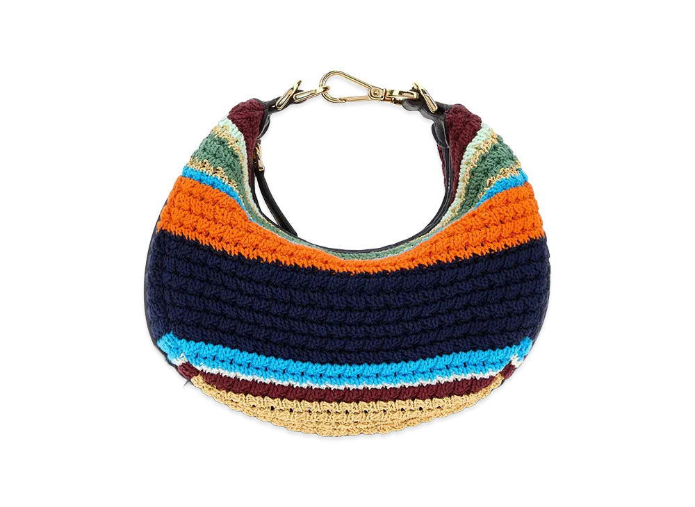 FENDI Women's Embroidered Crochet Mini Fendigraphy Handbag "Stripped"