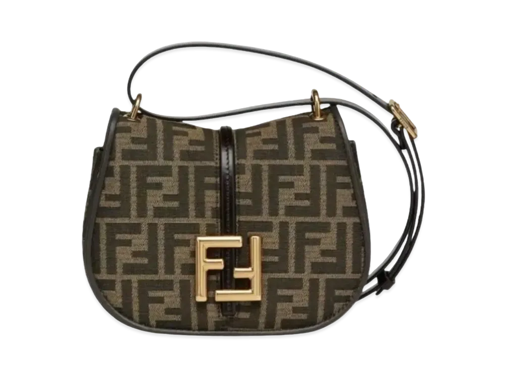 FENDI Camon Small FF Jacquard Fabric Bag "Brown"