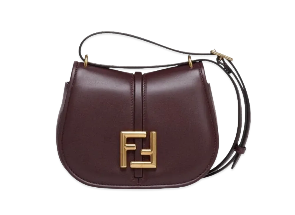 FENDI Camon Small Leather Bag "Burgundy"