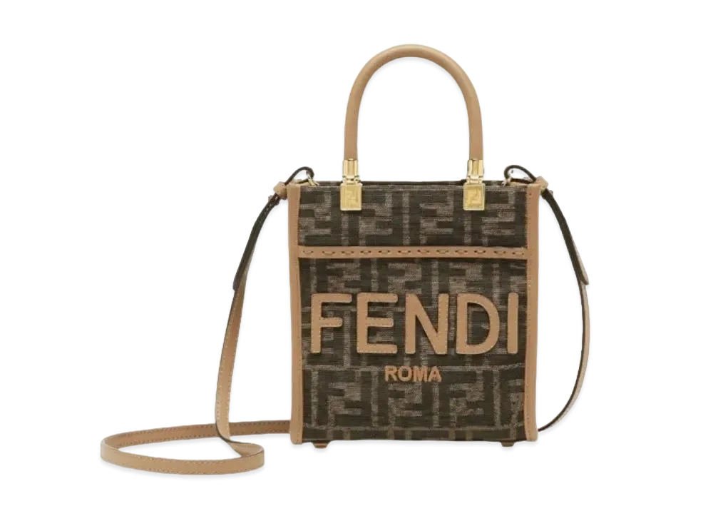 FENDI Sunshine Shopper Small FF Fabric Mini Bag "Brown"