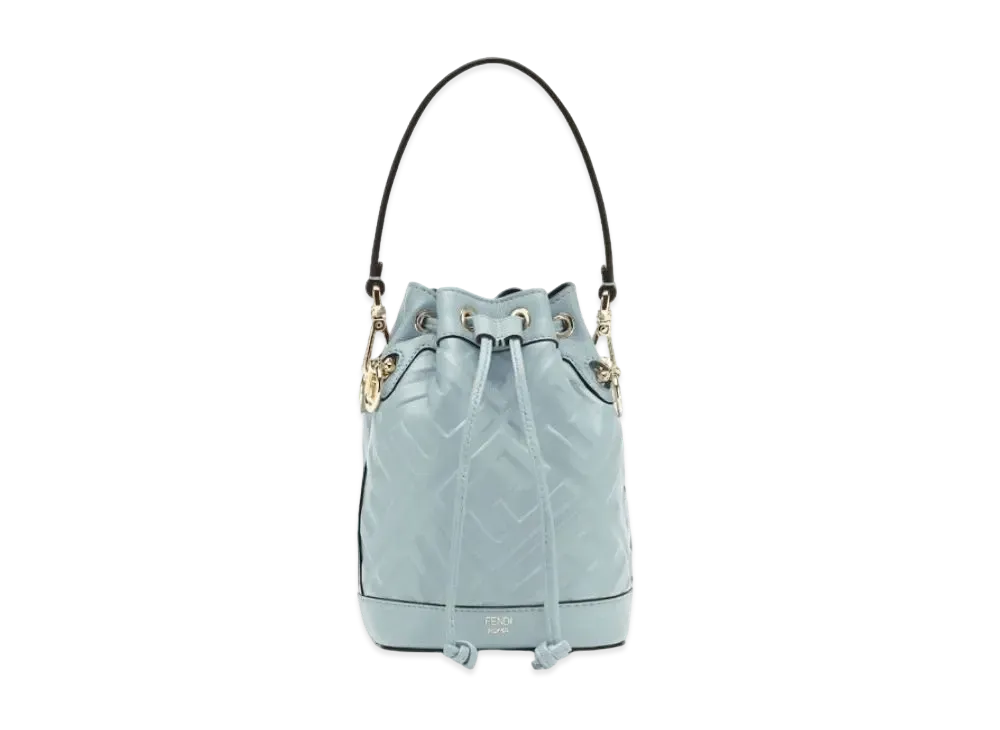 FENDI Mon Tresor Leather Mini Bag FF Motif "Light Blue"