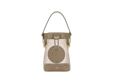 FENDI Women's Mesh Mini Mon Tresor Bucket Bag "Dove Gray/Beige"