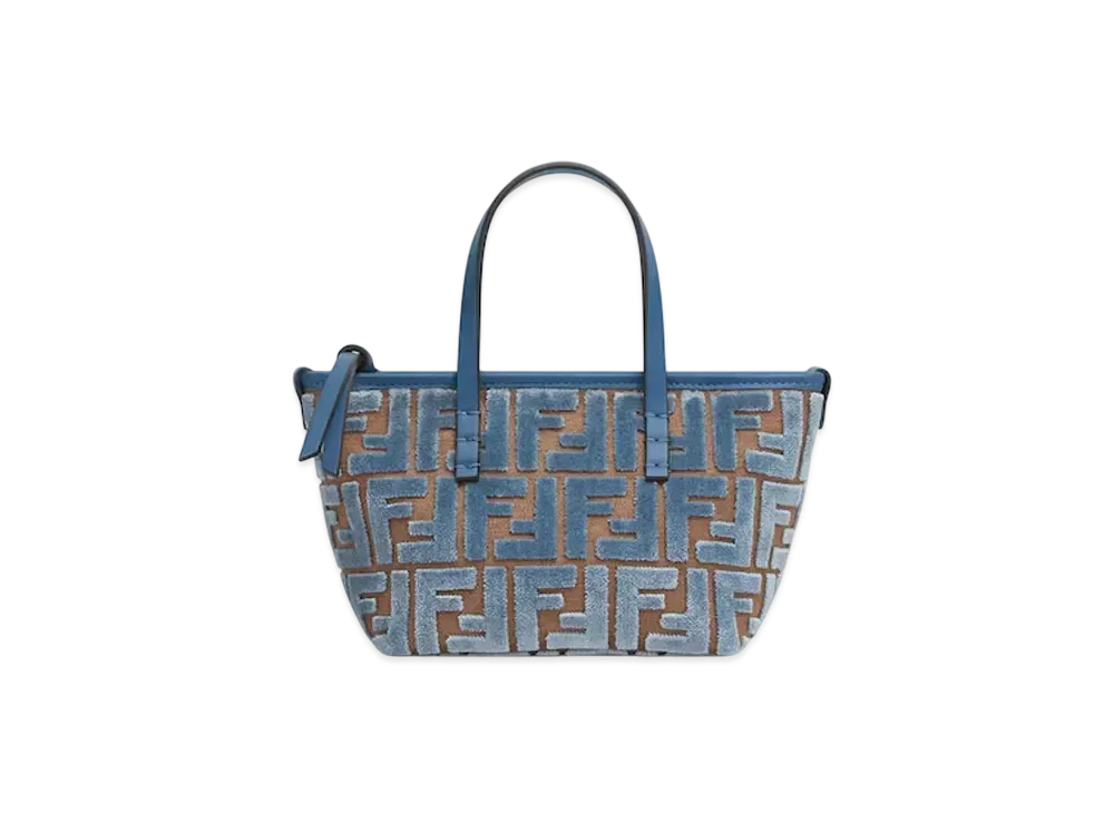 FENDI Roll Mini FF Jacquard Velvet Mini Bag "Light Blue"