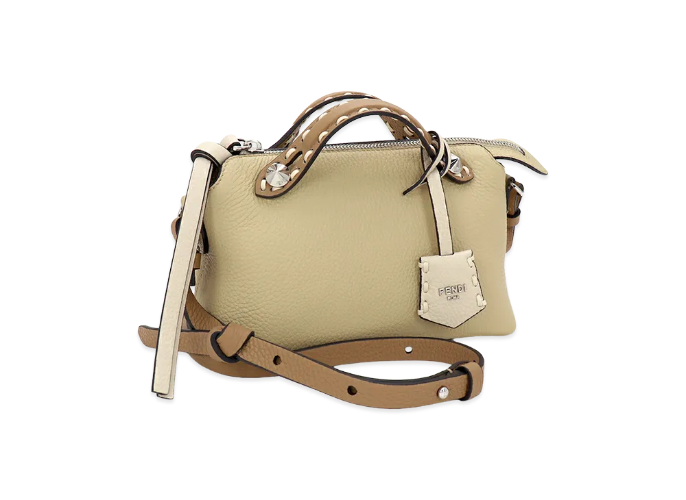 FENDI Women's By The Way Selleria Mini Handbag (with shoulder strap) "Straw/Cappuccino"