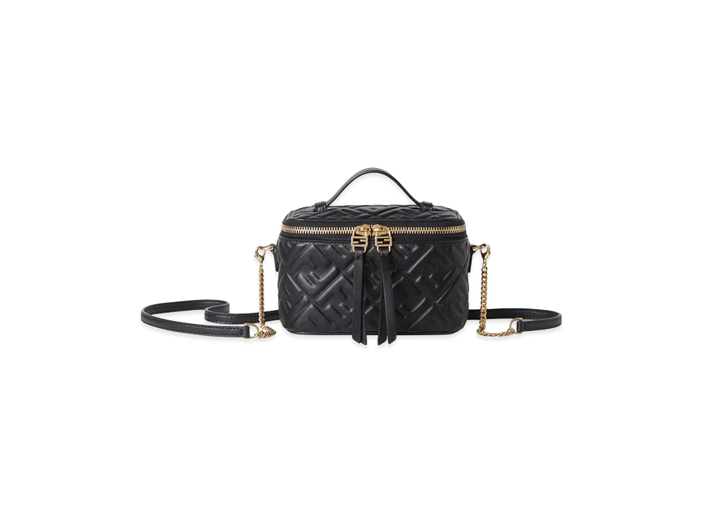 FENDI Women's Vanity Mini Bag In Nappa With FF Motif "Black"