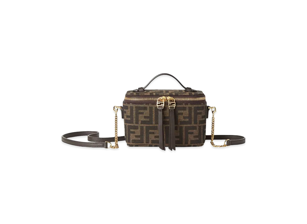 FENDI Women's Vanity Mini Bag In FF Jacquard Fabric "Brown"