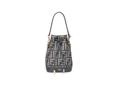 FENDI Women's Mon Tresor Denim-Effect FF Jacquard Mini Bucket Bag "Black"