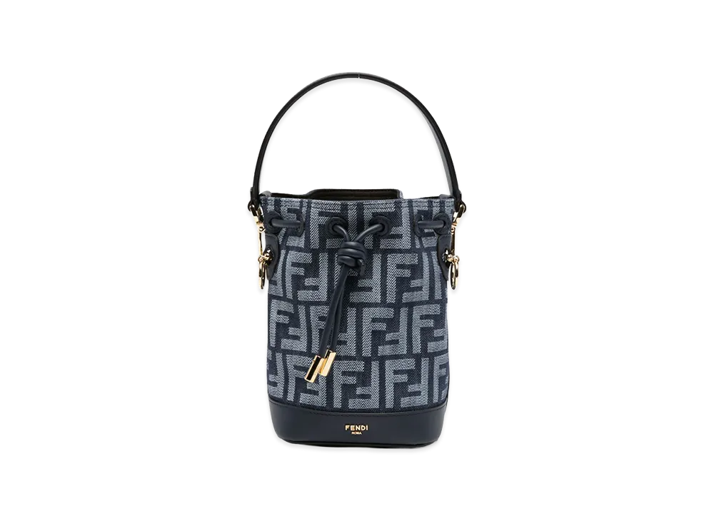 FENDI Women's Embellished Denim Mini Mon Tresor Bucket Bag "Dark Blue"