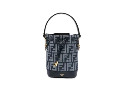 FENDI Women's Embellished Denim Mini Mon Tresor Bucket Bag "Dark Blue"