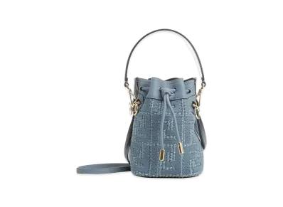 FENDI Women's Raffia Mon Tresor Bucket Bag "Cerulean Blue/Light Blue"