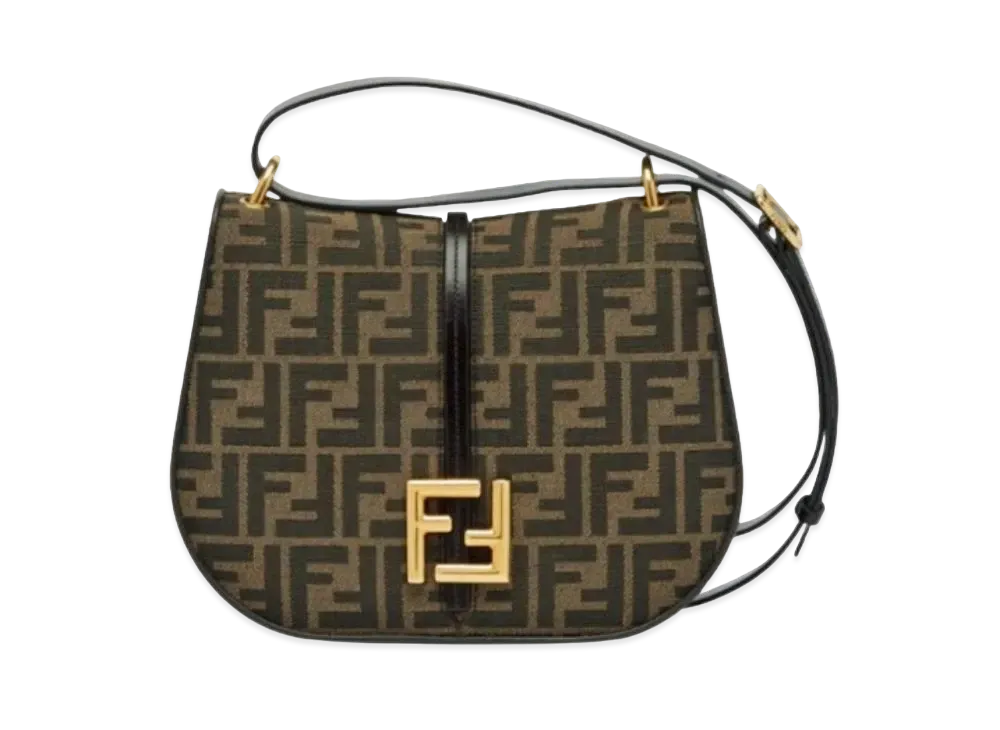 FENDI Camon Medium FF Jacquard Fabric Bag "Brown"