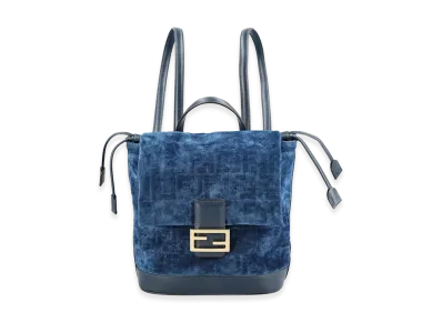 FENDI Women's FF Flocked Denim Backpack "Blue"