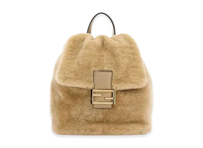 FENDI Women's Shearling Backpack "Sand Beige"