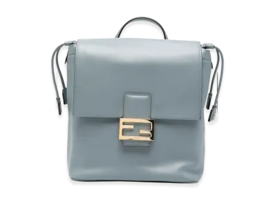 FENDI Women's Deconstructed Leather Backpack "Light Blue"