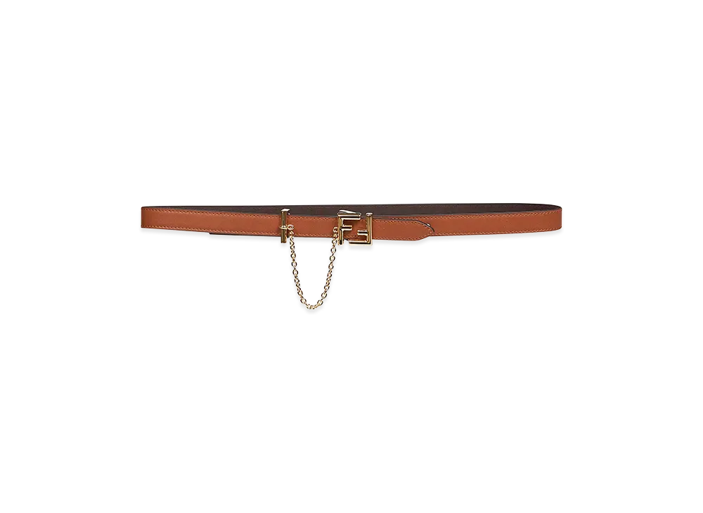 FENDI Women's Leather Reversible FF Belt "Brown"