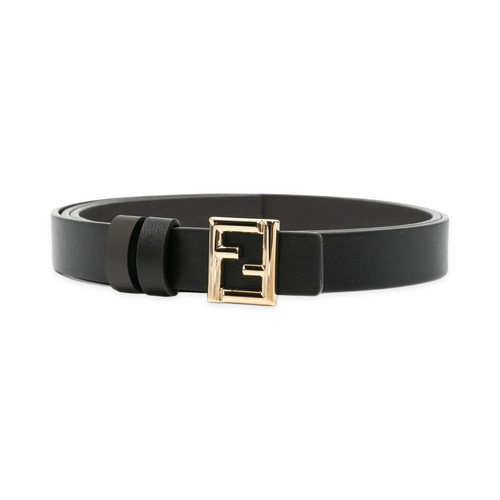 FENDI Women's Cintura FF Reversibile 20 mm In Pelle Nera E Marrone Scuro "Nero/Ebano"