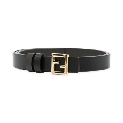 FENDI Women's Cintura FF Reversibile 20 mm In Pelle Nera E Marrone Scuro "Nero/Ebano"
