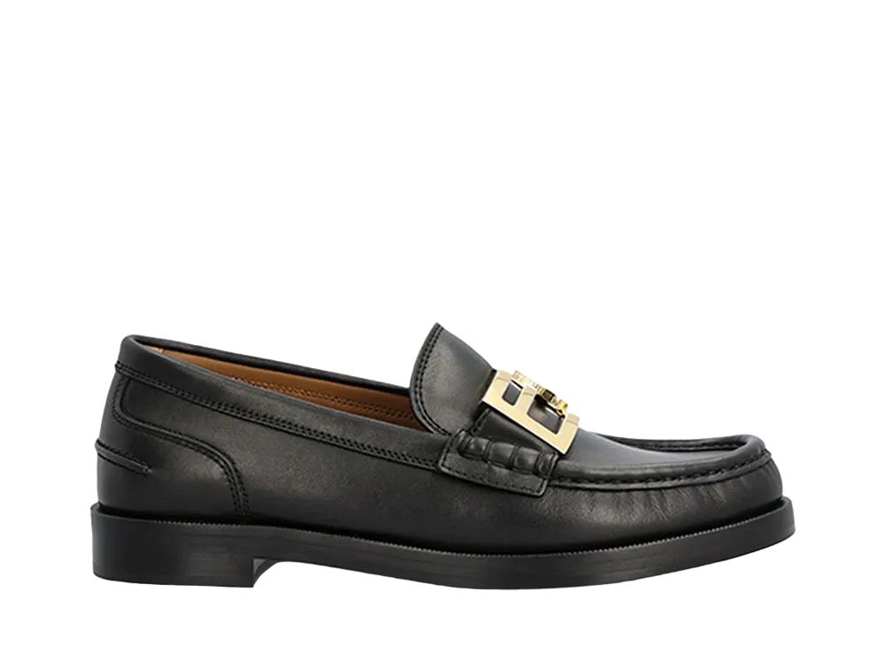 FENDI Women's Baguette Leather Loafers "Black"