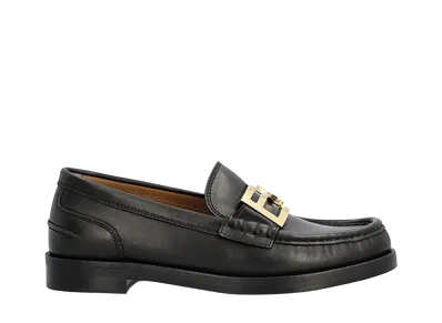 FENDI Women's Baguette Leather Loafers "Black"