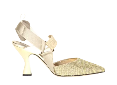FENDI Women's Colibri Rhinestone High-Heeled Slingbacks "Gold"