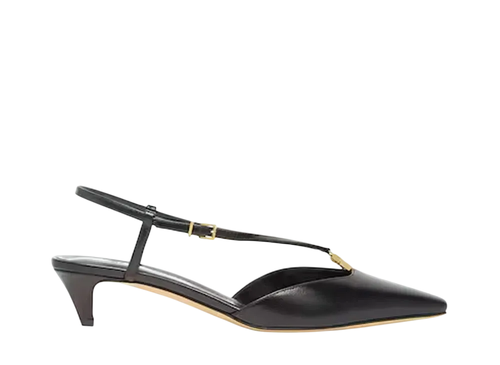 FENDI Women's FFold Leather Low-Heeled Slingbacks "Black"