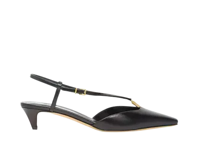 FENDI Women's FFold Leather Low-Heeled Slingbacks "Black"