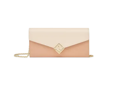 FENDI FF Diamonds Continental with Chain "Pink"