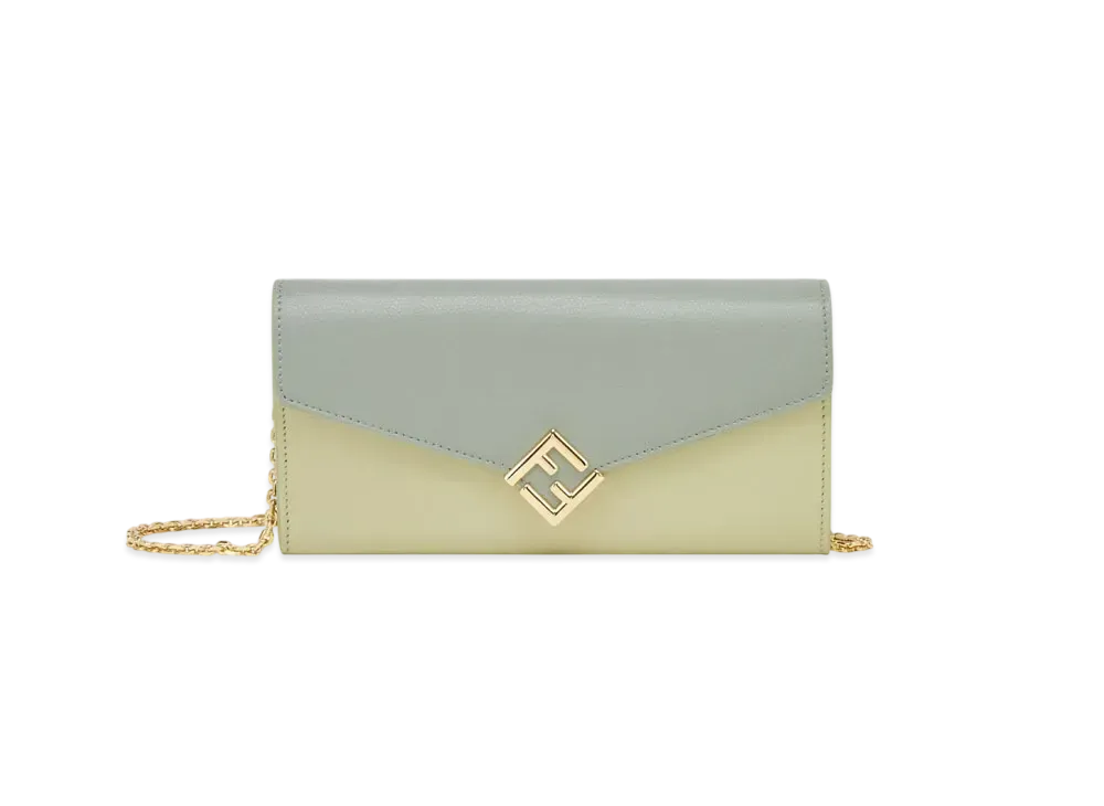 FENDI FF Diamonds Continental with Chain "Green"