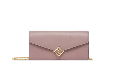 FENDI FF Diamonds Continental with Chain "Pink"