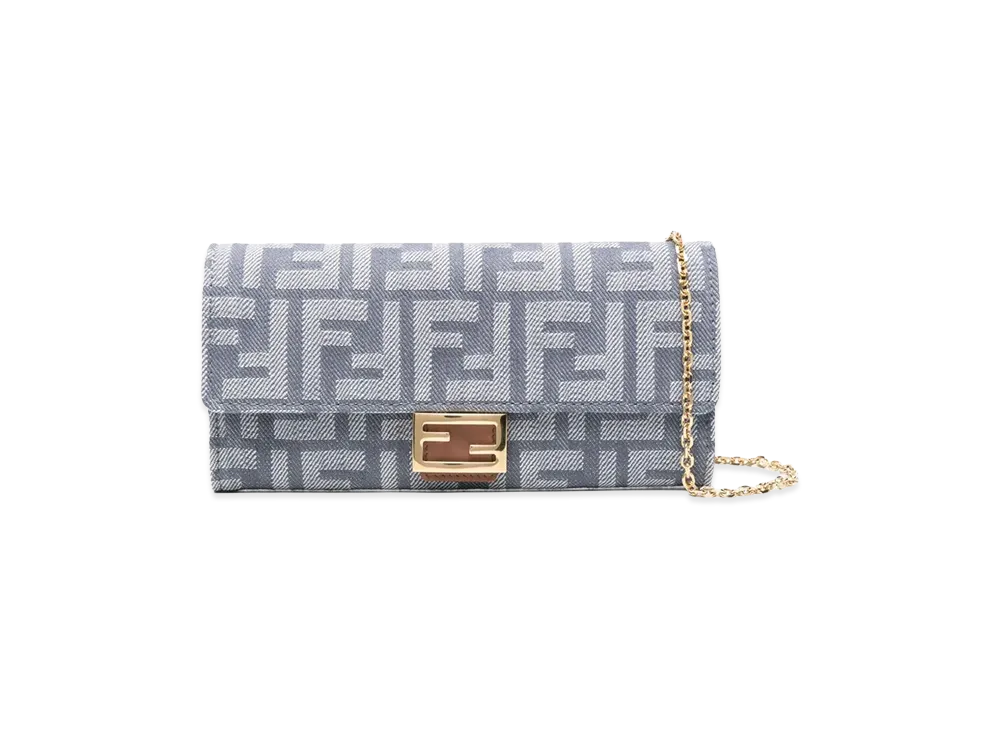 FENDI Women's Continental Baguette Wallet On Chain "Blue"