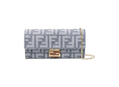 FENDI Women's Continental Baguette Wallet On Chain "Blue"