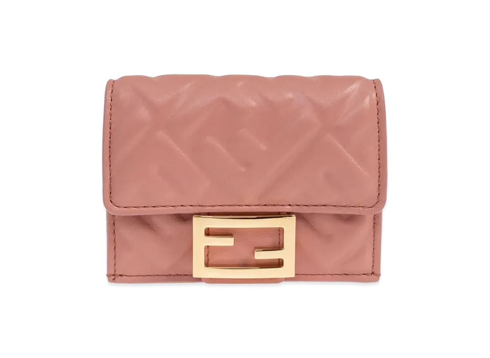 FENDI Women's Nappa Leather Baguette Micro Trifold Wallet "Pink"