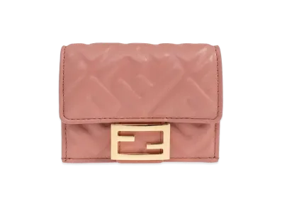 FENDI Women's Nappa Leather Baguette Micro Trifold Wallet "Pink"