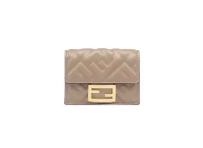 FENDI Baguette Micro Trifold Nappa Leather Wallet "Gray"