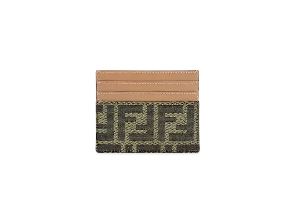 FENDI Baguette Card FF Jacquard Fabric Flat Card Holder "Brown"