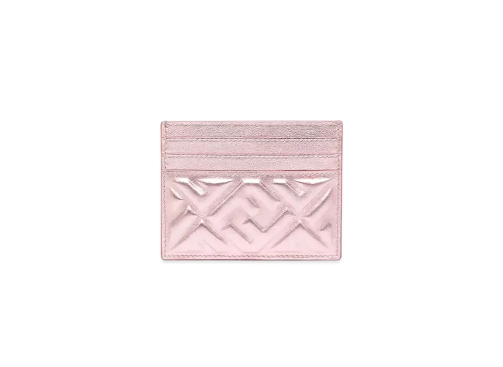 FENDI Baguette Card Case Metallic Leather "Pink"