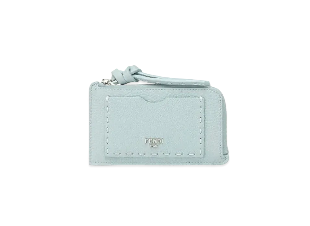FENDI Peekaboo Card Case Selleria Card Holder "Light Blue"
