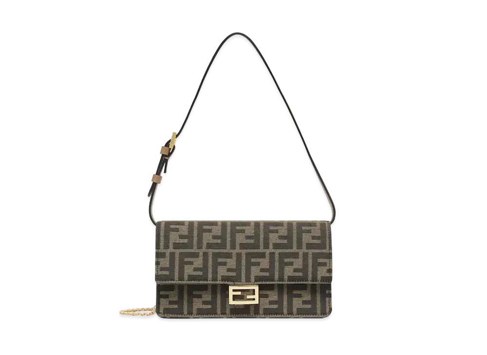 FENDI Wallet on Chain Baguette FF Fabric Wallet "Brown"
