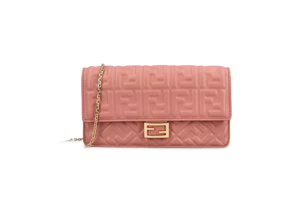 FENDI Women's Baguette Shoulder Wallet On Chain "Pink"