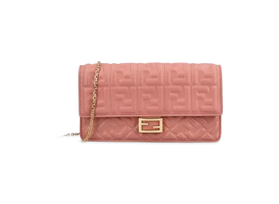 FENDI Women's Baguette Shoulder Wallet On Chain "Pink"