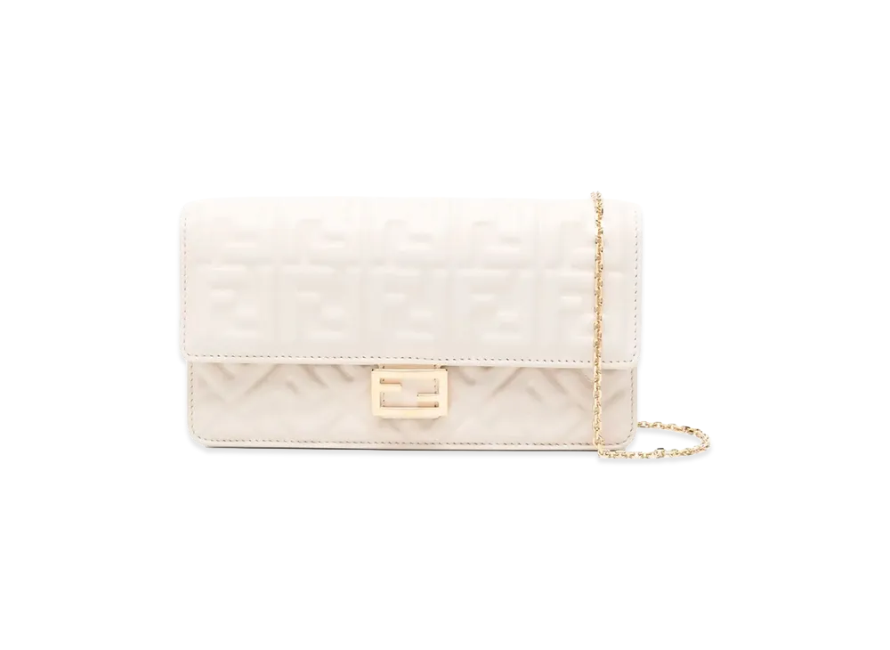 FENDI Women's Baguette Shoulder Wallet On Chain "White"