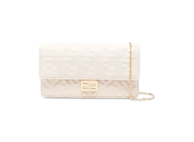 FENDI Women's Baguette Shoulder Wallet On Chain "White"