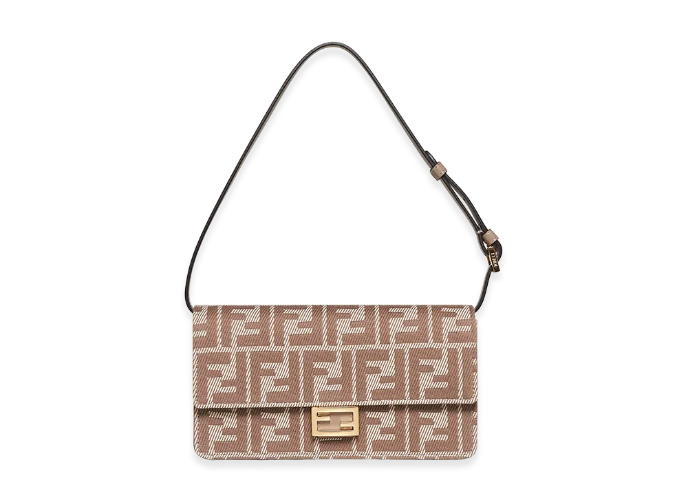 FENDI Women's Baguette Shoulder Wallet On Chain "Beige"