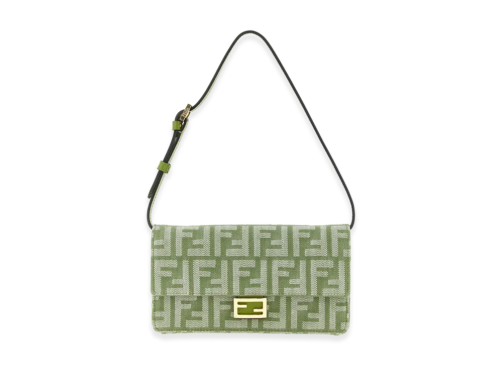 FENDI Women's Baguette Shoulder Wallet On Chain "Green"