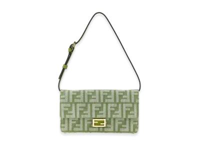 FENDI Women's Baguette Shoulder Wallet On Chain "Green"