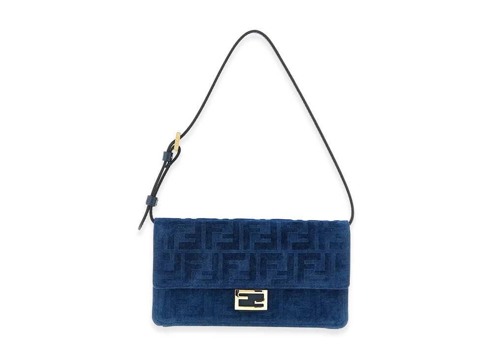 FENDI Women's Baguette Shoulder Wallet On Chain "Blue"