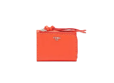 FENDI Peekaboo Micro Trifold Selleria Wallet "Red"