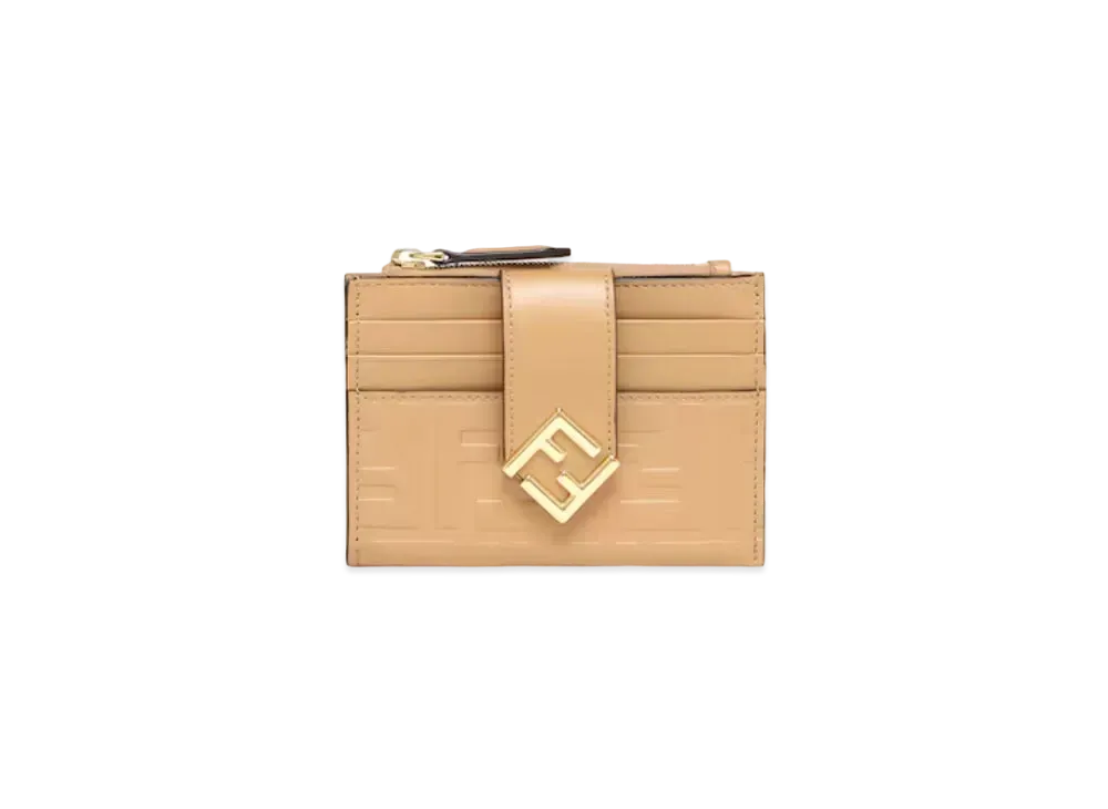 FENDI FF Diamonds Zip Card Case "Brown"
