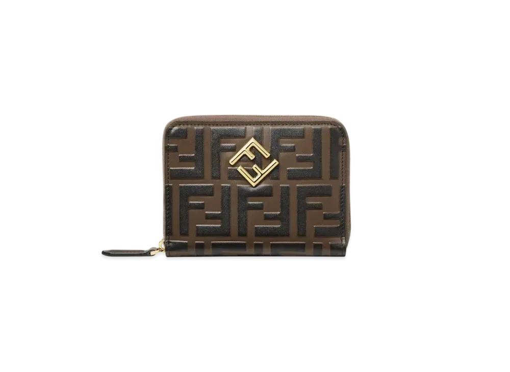 FENDI FF Diamonds Zip Around Medium FF Leather "Brown"