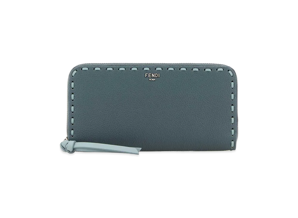 FENDI Women's Leather Large Peekaboo Wallet "Light Blue"
